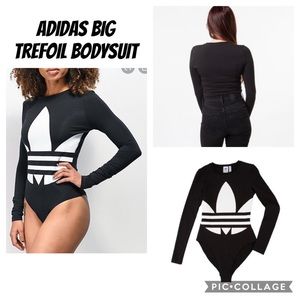 NWT Adidas Big Trefoil Black Bodysuit-Size M